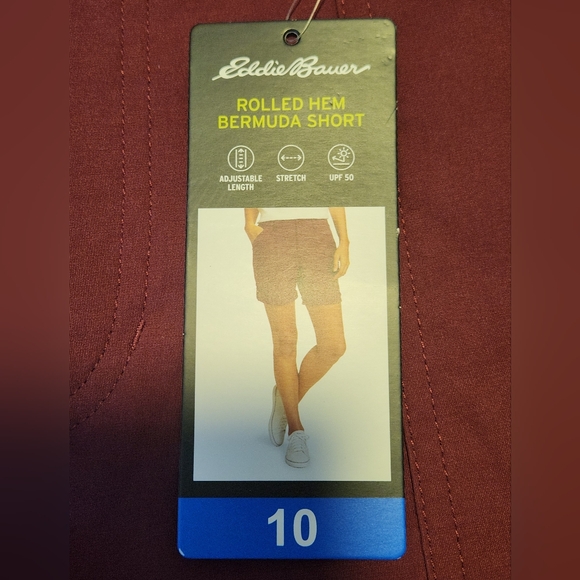 Eddie Bauer Women's Shorts Rolled Hem Bermuda Stretch Red Size 10 Ladies NWT - Picture 3 of 12